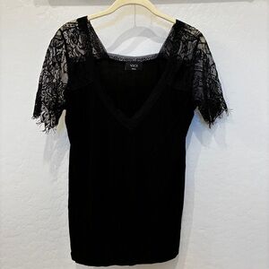 Vici Black Top with Lace Detail
